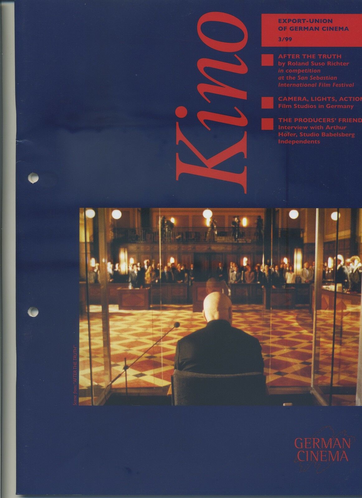 KINO-GERMAN CINEMA magazine side cover Issue 3    1999